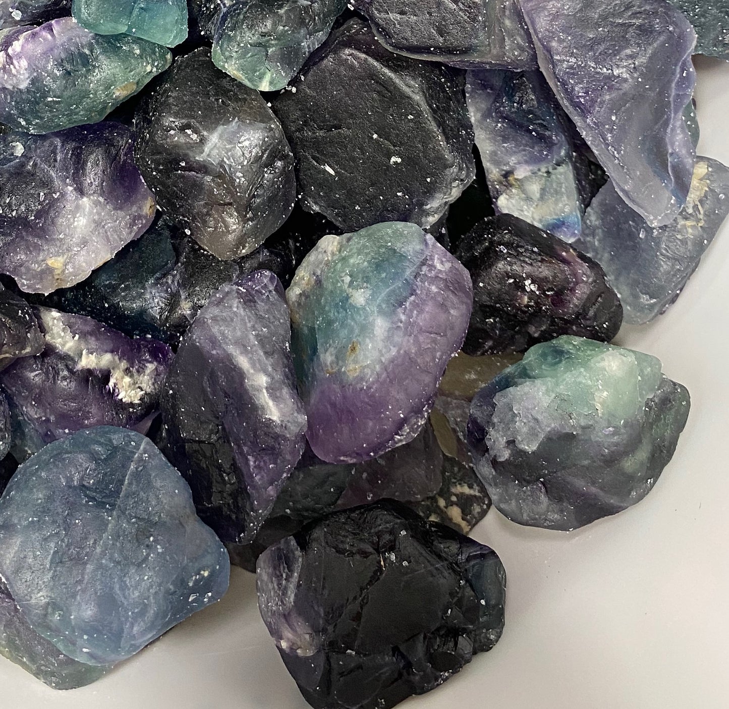 Rainbow Fluorite Tumbling Rough Crystal Gemstone Beautiful Color Tumble Cab - 5lb Lot FREE SHIPPING!