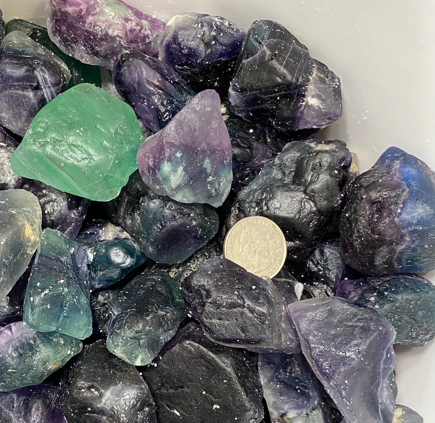 Rainbow Fluorite Tumbling Rough Crystal Gemstone Beautiful Color Tumble Cab - 5lb Lot FREE SHIPPING!