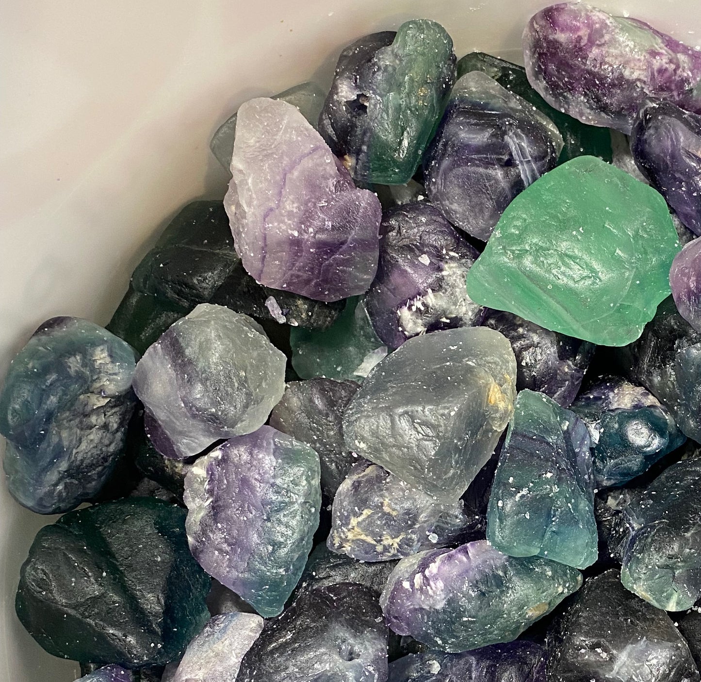 Rainbow Fluorite Tumbling Rough Crystal Gemstone Beautiful Color Tumble Cab - 5lb Lot FREE SHIPPING!