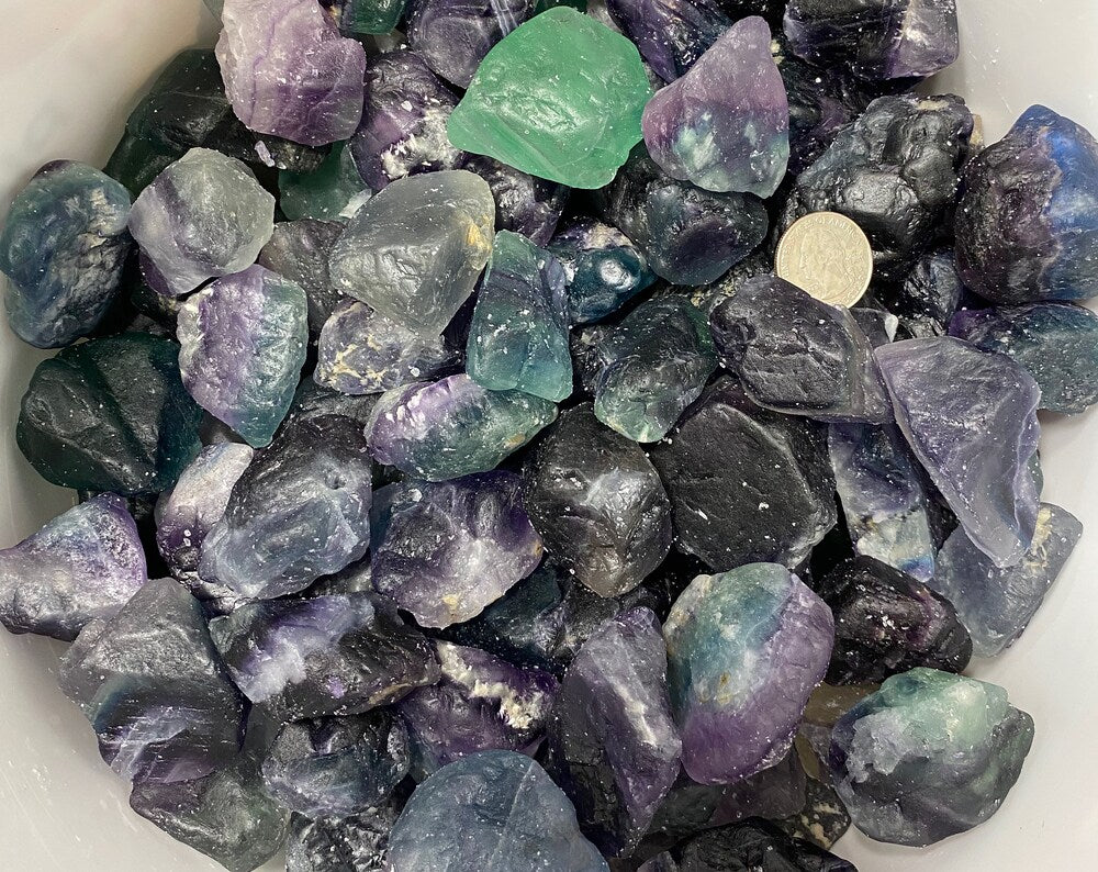 Rainbow Fluorite Tumbling Rough Crystal Gemstone Beautiful Color Tumble Cab - 5lb Lot FREE SHIPPING!